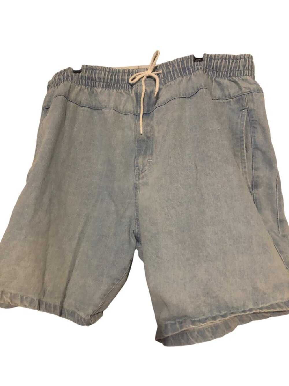 Vintage Tie Denim Cinched Waist Grandpa Shorts Detached Waist Zipper Sz XL